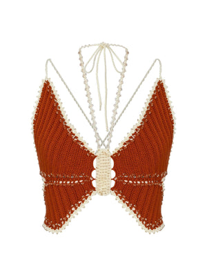 MY BEACHY SIDE Mimosa Butterfly Halter Top Red