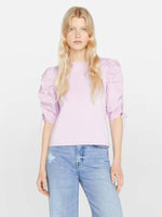 FRAME Ruched Tie Sleeve Tee in Lilac