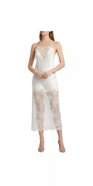 LOVESHACKFANCY Amarissa Lace Bias-Cut Midi-Dress