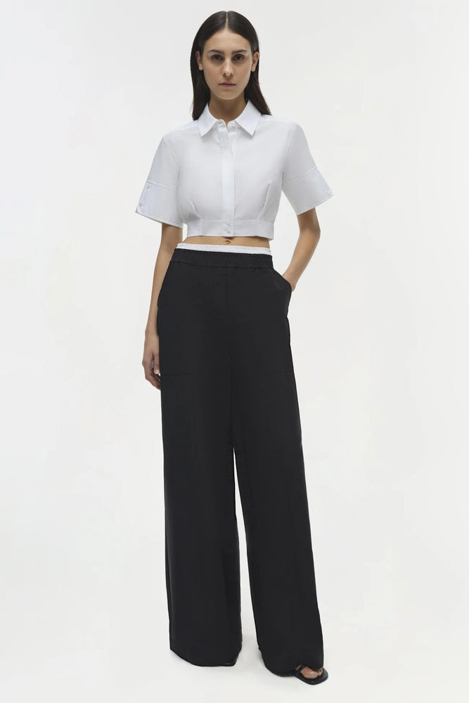 SIMKHAI Olly Double Waistband Pant in Black