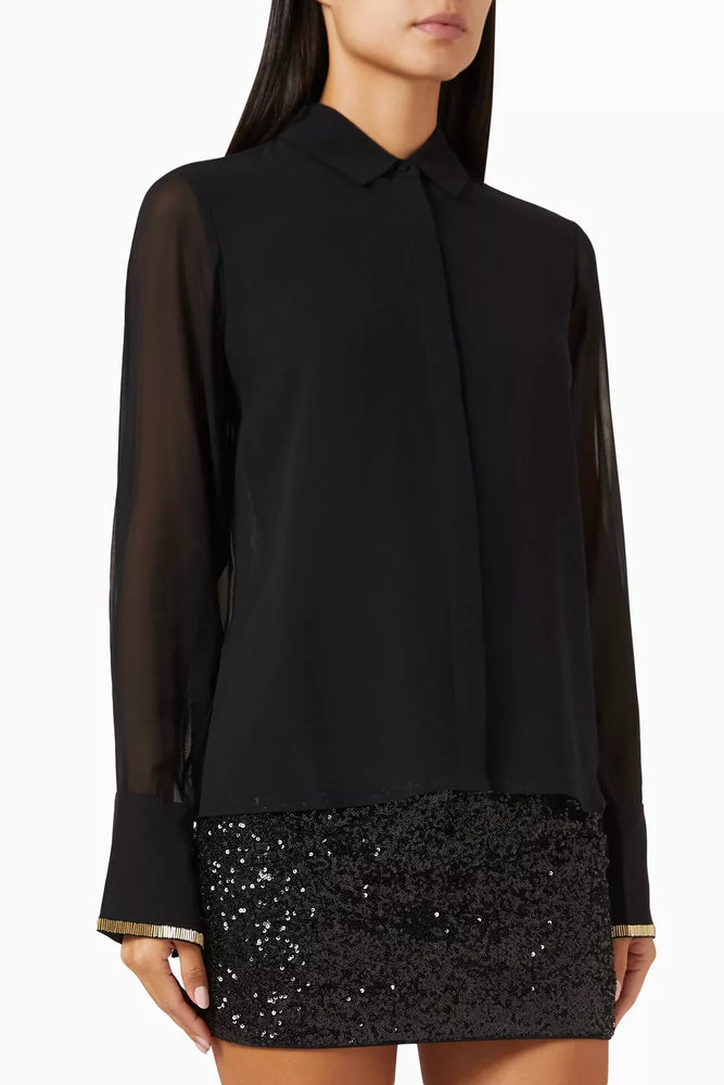 FRAME Femme Bead-embellished Shirt in Black