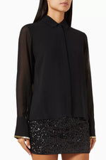 FRAME Femme Bead-embellished Shirt in Black