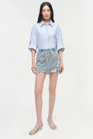 SIMKHAI Winnie Floral Denim Mini Skirt
