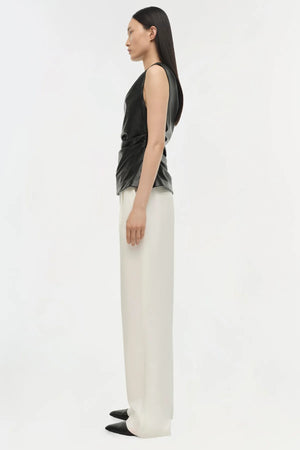 SIMKHAI Wynter Short Sleeve Draped Top - Black