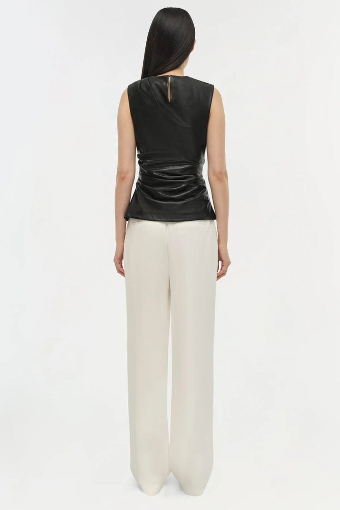 SIMKHAI Wynter Short Sleeve Draped Top - Black