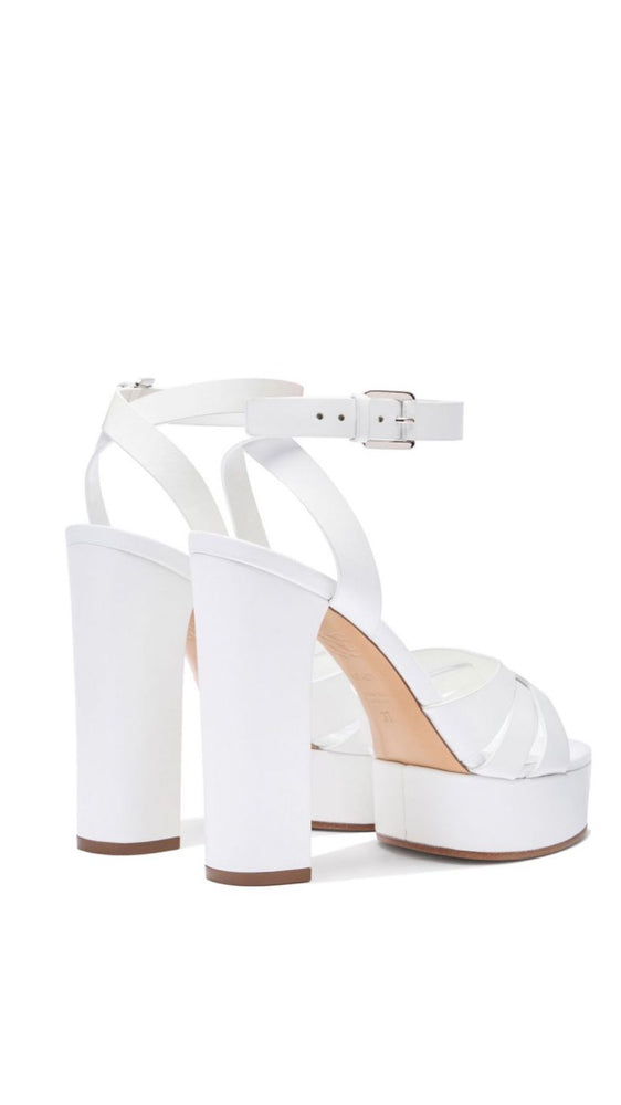 CASADEI BETTY LEATHER PLATFORM SANDALS BIANCO