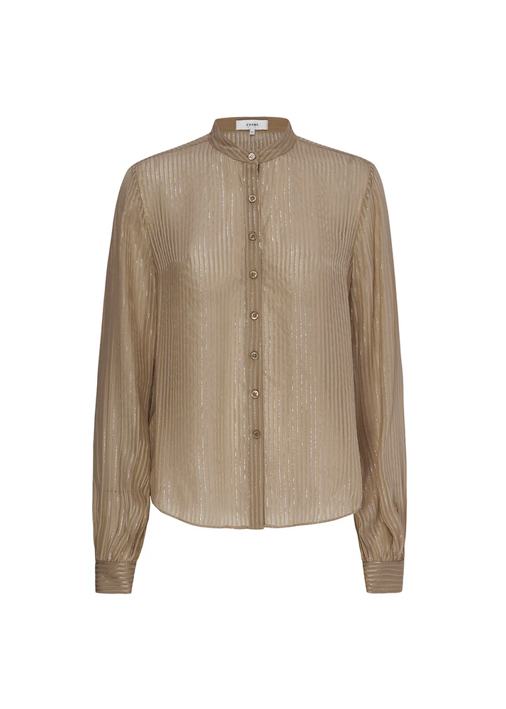 FRAME Collarless Lurex Blouse