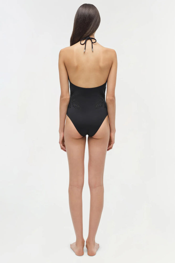 SIMKHAI Nicolette Halter Embroidered Swimsuit