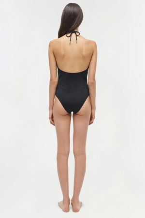 SIMKHAI Nicolette Halter Embroidered Swimsuit