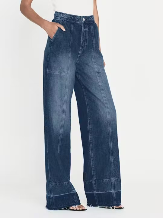 FRAME Braided Waistband Wide Leg in Dewdrop