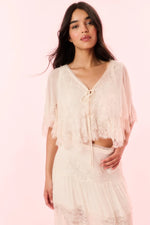 LOVESHACKFANCY Thessia Silk Lace Top