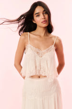 LOVESHACKFANCY Elysia Silk Lace Top
