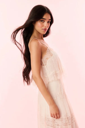 LOVESHACKFANCY Elysia Silk Lace Top