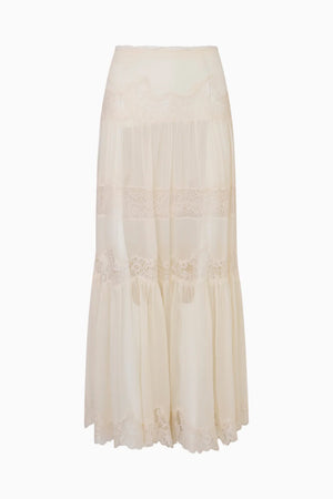 LOVESHACKFANCY Aureline Silk Lace Maxi Skirt