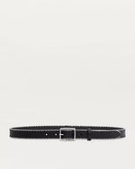 Rag & Bone Beaded Chain-Trimmed Baby Boyfriend Leather Belt in Black