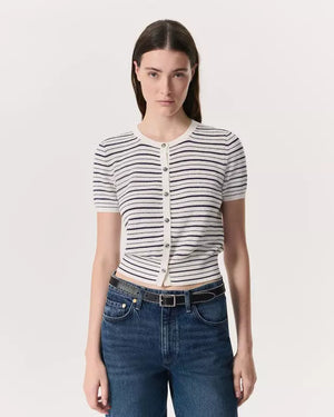 Rag & Bone Beaded Chain-Trimmed Baby Boyfriend Leather Belt in Black