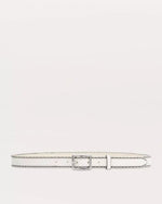 Rag & Bone Beaded Chain-Trimmed Baby Boyfriend Leather Belt in Antique white