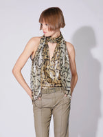 BARBARA BUI Bengal print silk and lurex pussybow top