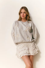 LOVESHACKFANCY Linetta Lace Bow Pullover