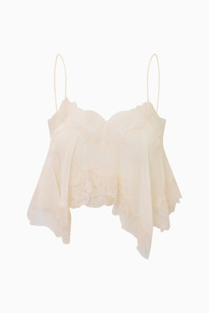 LOVESHACKFANCY Elysia Silk Lace Top
