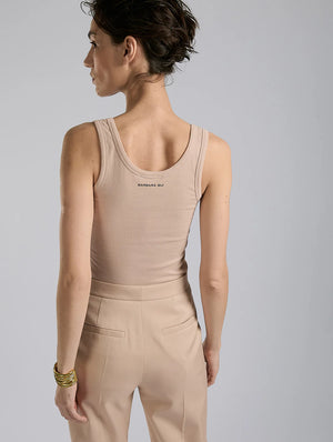 BARBARA BUI Beige ribbed jersey tank top in Nude