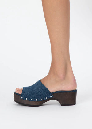 RAG&BONE Mara Clog Slide Blue denim