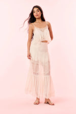 LOVESHACKFANCY Aureline Silk Lace Maxi Skirt
