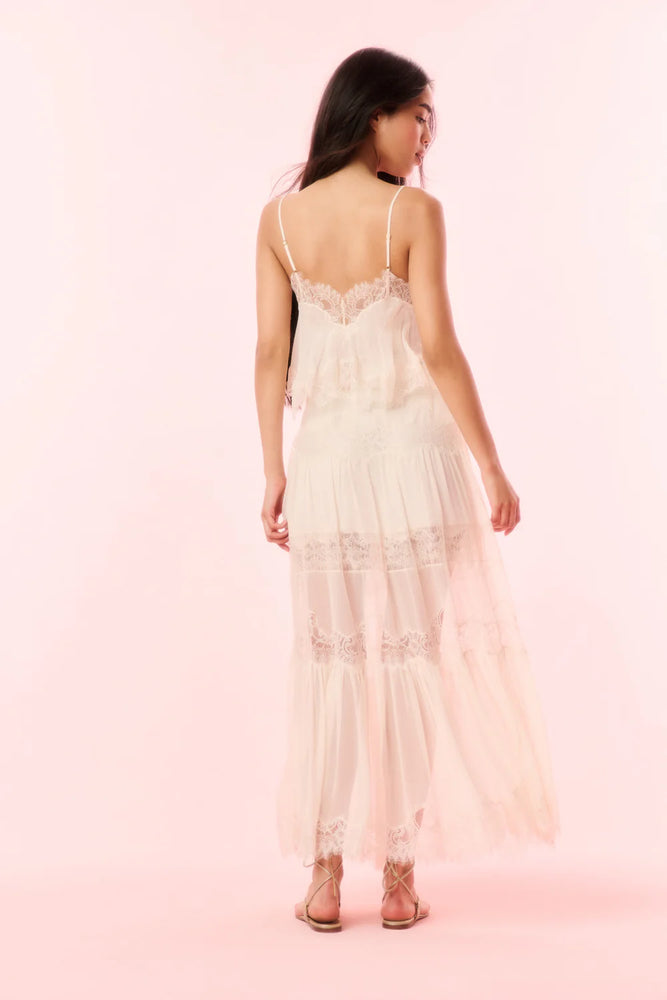 LOVESHACKFANCY Aureline Silk Lace Maxi Skirt