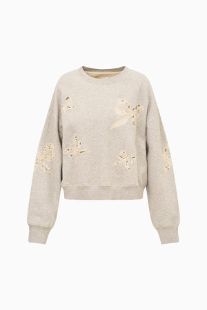 LOVESHACKFANCY Linetta Lace Bow Pullover