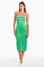 AMANDA UPRICHARD MELINE SILK MIDI DRESS grass/ivori