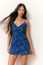 LOVESHACKFANCY Solina Denim Bow Mini Dress