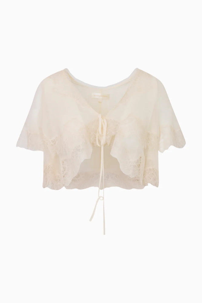LOVESHACKFANCY Thessia Silk Lace Top