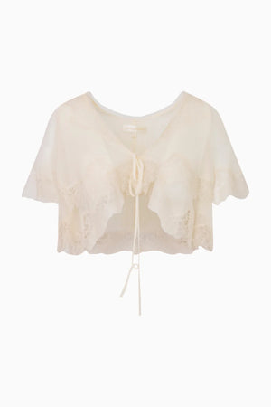 LOVESHACKFANCY Thessia Silk Lace Top