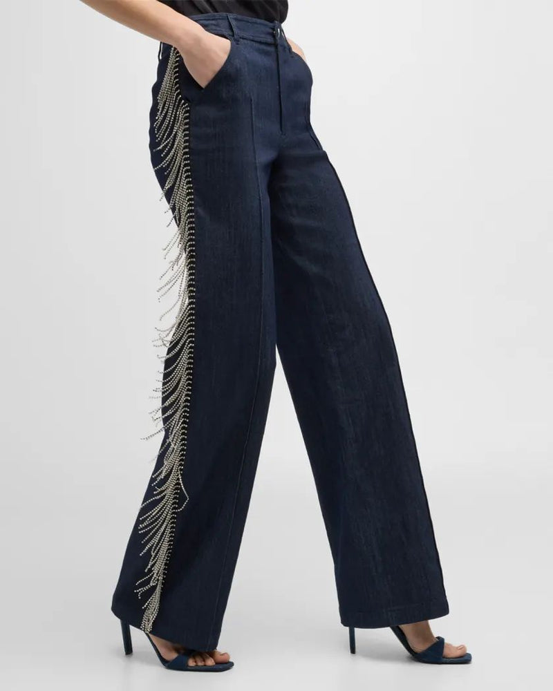 CINQ A SEPT RHINESTONE DARA PANT indigo