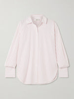 FRAME The Oversized striped cotton-poplin shirt in Pastel pink