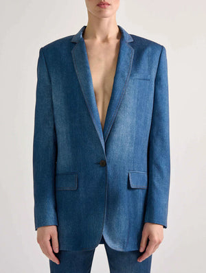 BARBARA BUI Denim-print boyfriend jacket