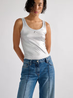 BARBARA BUI Silver metallic ribbed jersey tank top