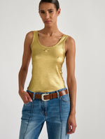 BARBARA BUI Gold metallic ribbed jersey tank top
