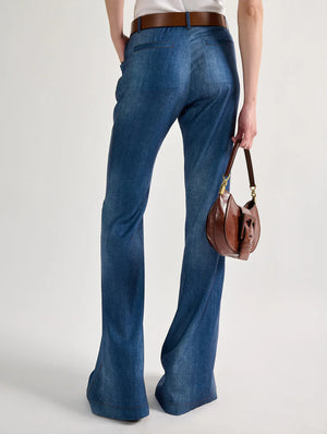 BARBARA Flared denim print trousers