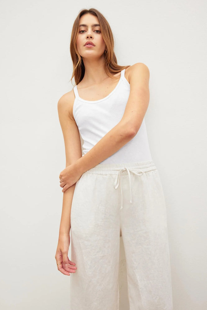 VELVET aliza ribbed cotton layering tank in White
