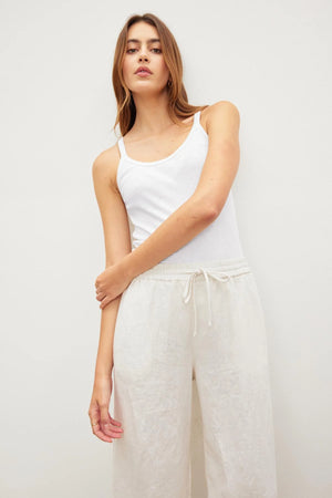 VELVET aliza ribbed cotton layering tank in White