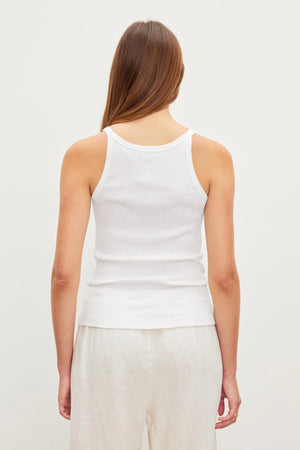 VELVET aliza ribbed cotton layering tank in White