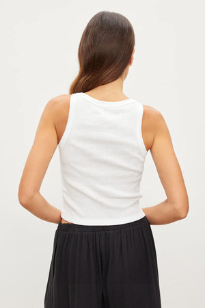 VELVET HARLA RIBBED TANK IN WHITE