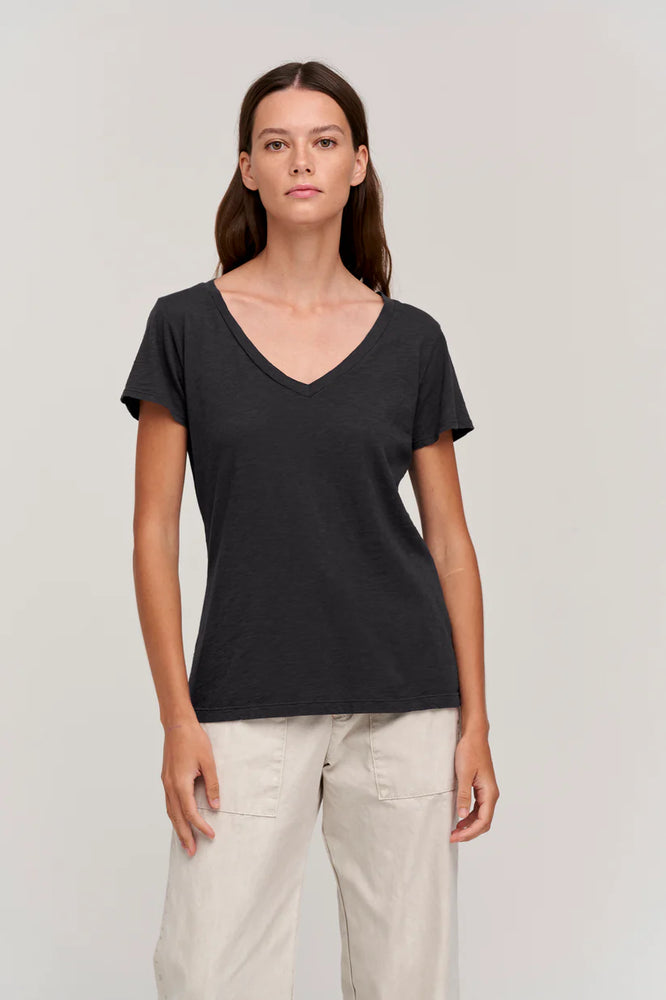 VELVET LILITH COTTON SLUB T-SHIRT IN BLACK