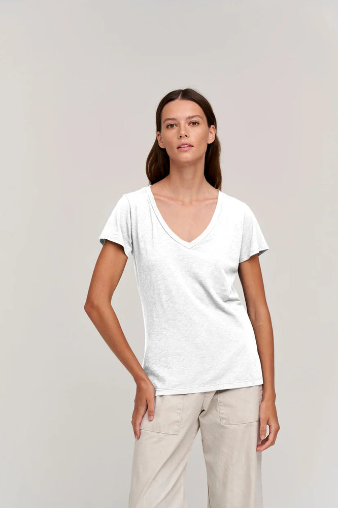 VELVET LILITH COTTON SLUB T-SHIRT IN WHITE