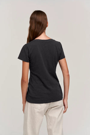 VELVET LILITH COTTON SLUB T-SHIRT IN BLACK