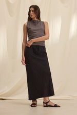 VELVET Beka Heavy Linen Long Skirt in Black