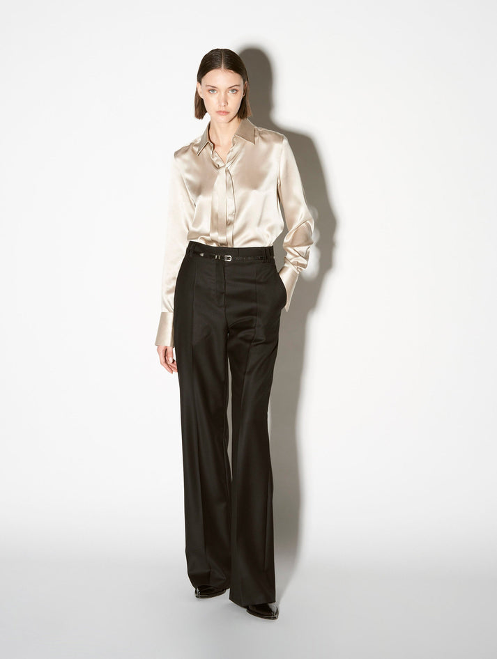 BARBARA BUI BLACK CASHMERE WOOL WIDE-LEG SUIT TROUSERS