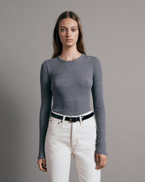 RAG & BONE Essential Rib LS Tee In Heather Grey
