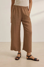 VELVET Lola Woven Linen Pull On Pant in Bark